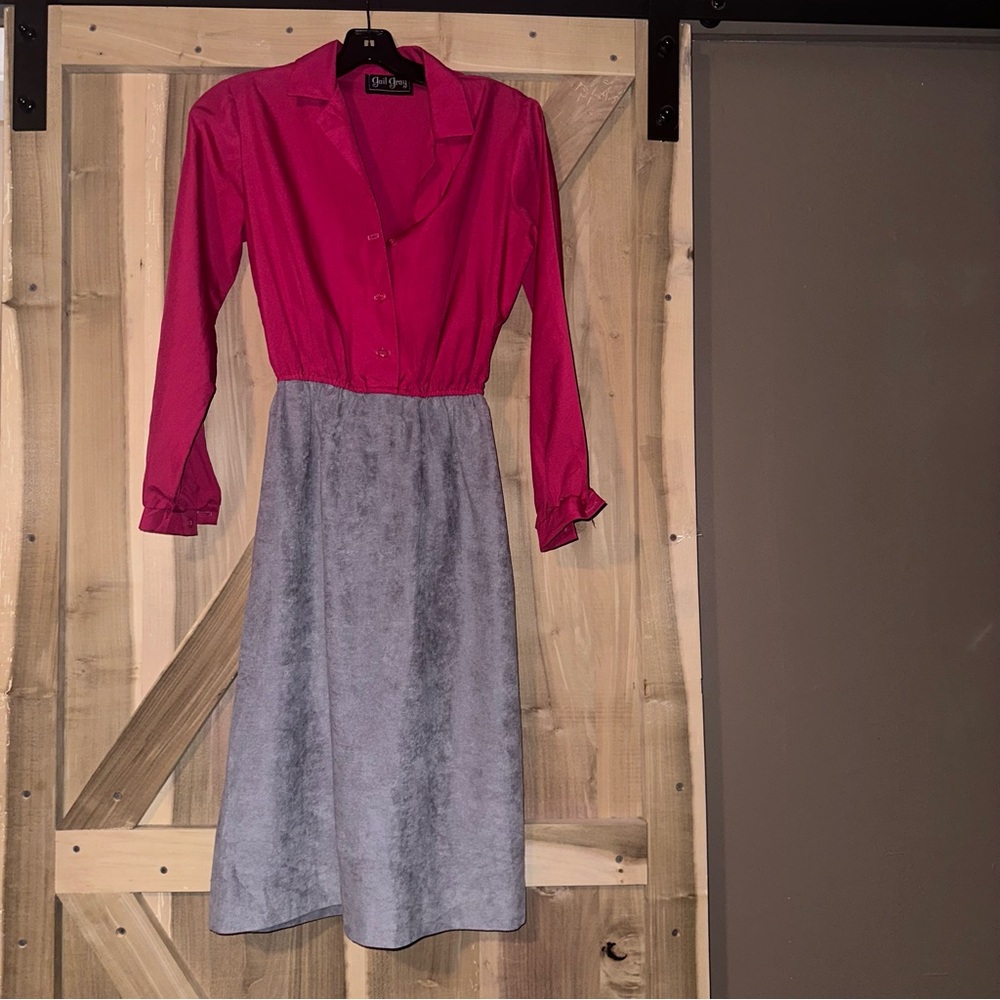 Women’s Gail Gray s/m stretch waist VINTAGE dress, cotton‎ blend top and suede
